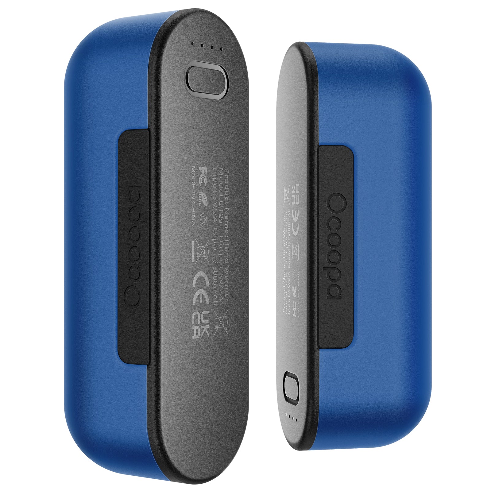 OCOOPA UT2s hand warmers with dual magnetic design, 5000mAh battery, 4 heat levels, and rapid 3-second heat release for 360° warmth.