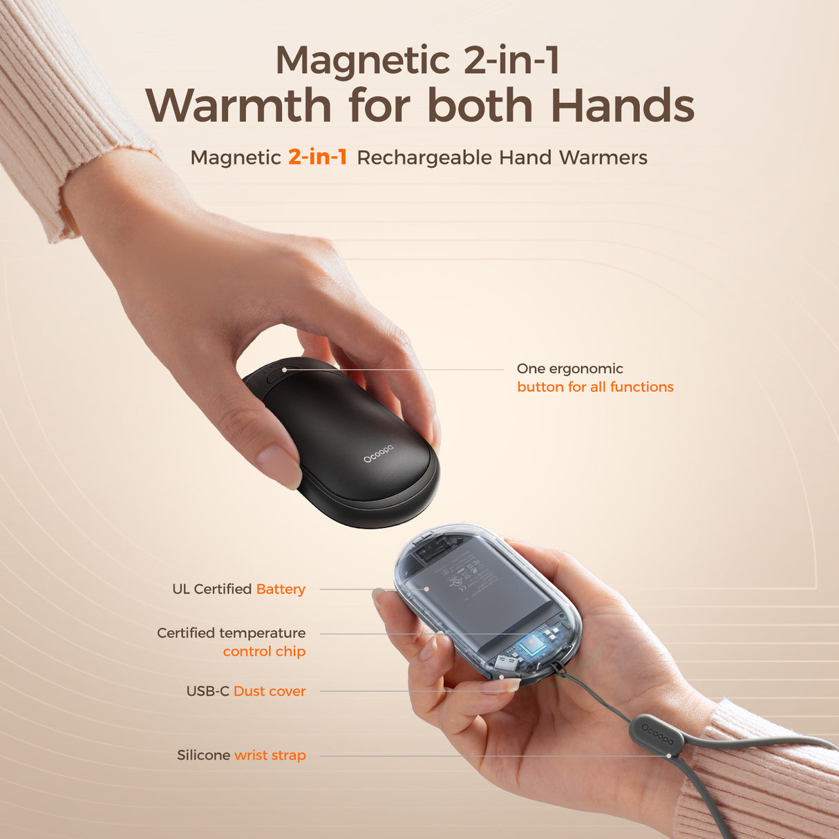OCOOPA Fashion UT4 Young 2in1 Magnetische wiederaufladbare Handwärmer