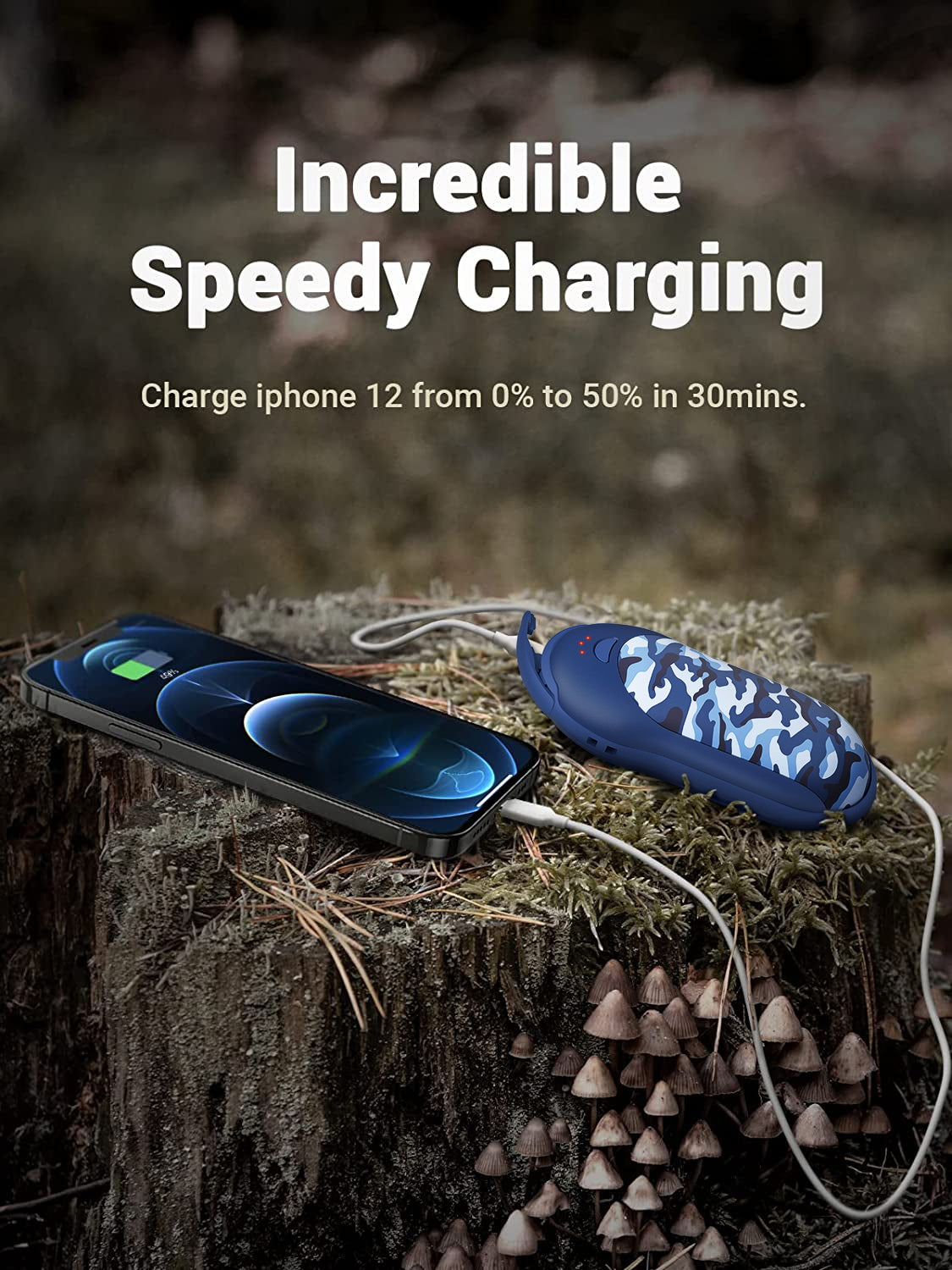 Ocoopa H01 PD Pro - Calentador de manos recargable de 10,000 mAH, carga rápida disponible, IP45 a prueba de agua y polvo