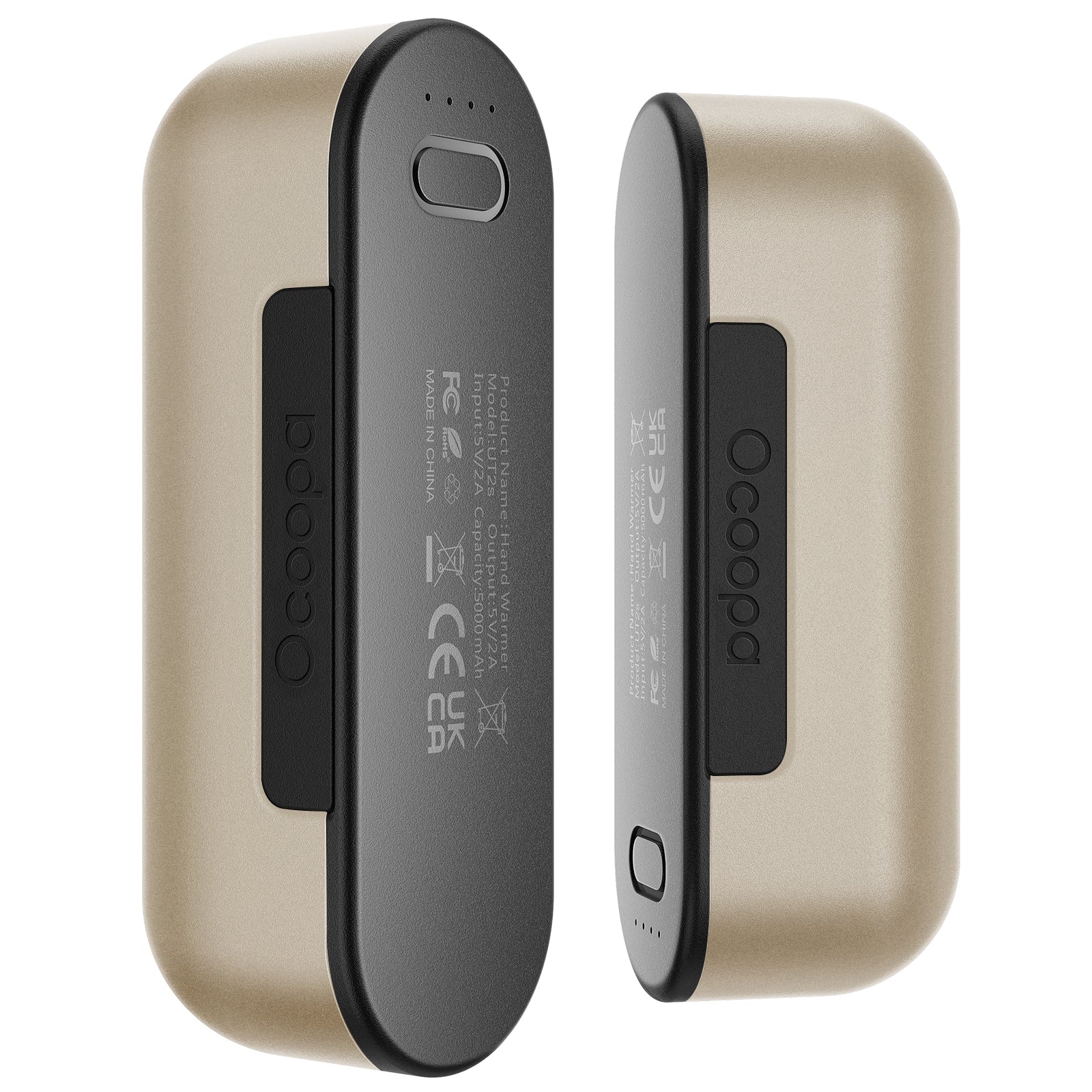 OCOOPA UT2s hand warmers with dual magnetic design, 5000mAh battery, 4 heat levels, and rapid 3-second heat release for 360° warmth.