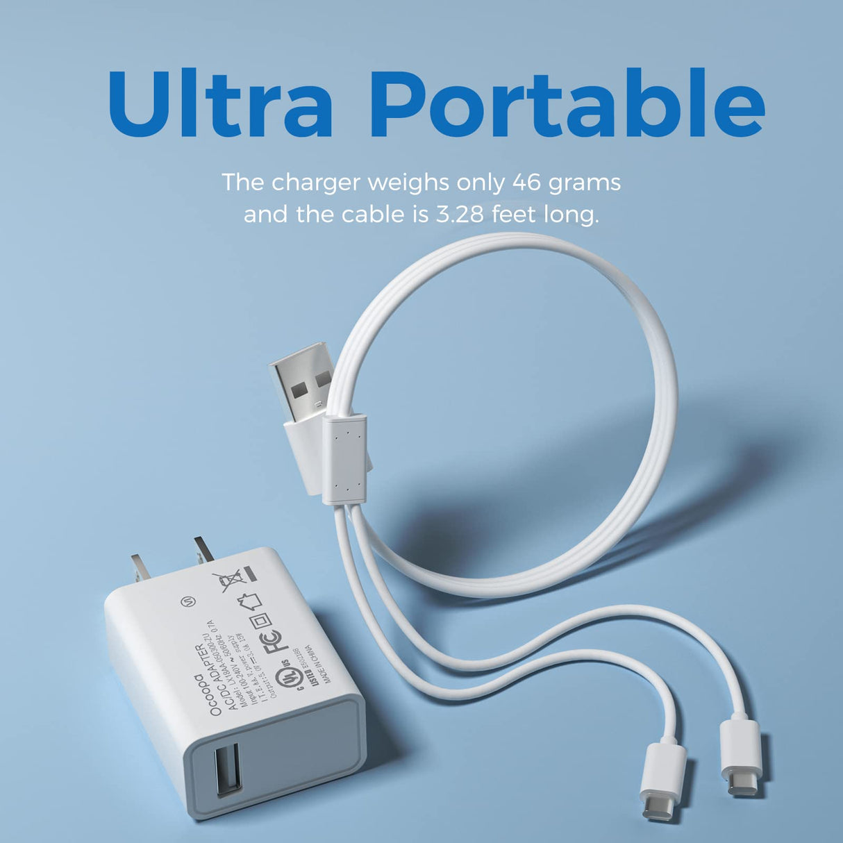 Adattatore OCOOPA Quick Charge 3.0, caricatore da parete USB rapido da 18 W per scaldamani Ocoopa